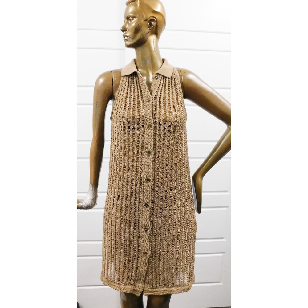 Solid & Striped Long Loose Knit Button Down Vest sz M